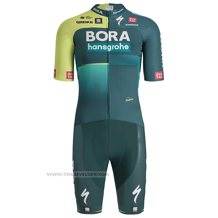 2024 Maillot Cyclisme Bora-Hansgrone Vert Negro Manches Courtes et Cuissard
